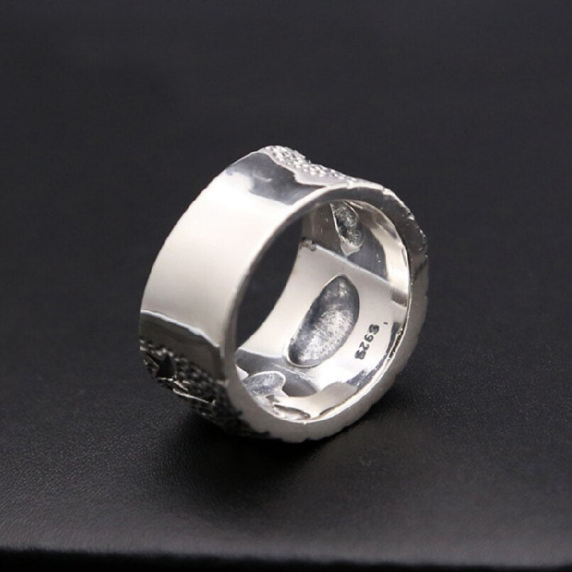 Men's 100% 925 Sterling Silver Star Pattern Pentagram Ring