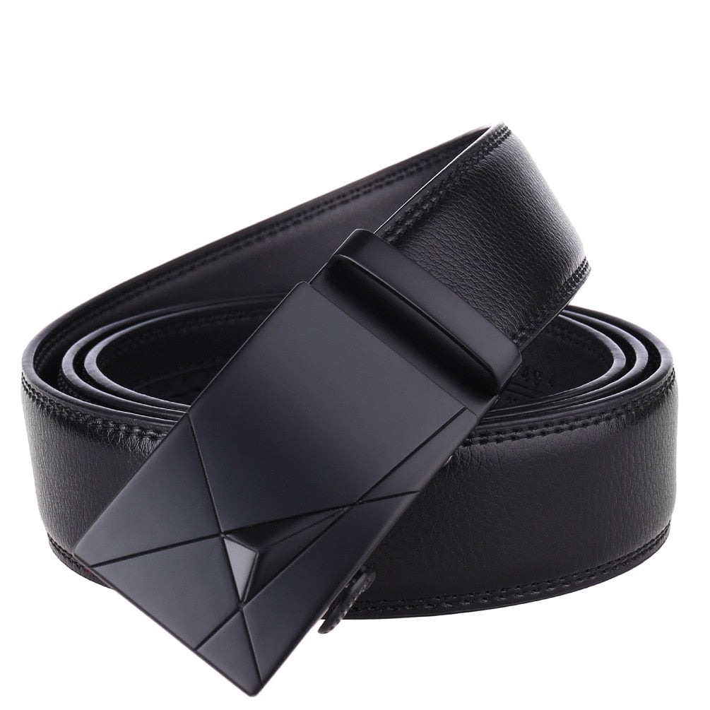 Men's Cowskin Leather Buckle Closure Luxury Solid Pattern Belts