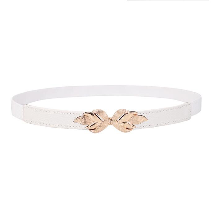 Women's PU Alloy Leaves Buckle Thin Waist Stretch Waistbands Belt