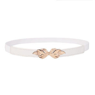 Women's PU Alloy Leaves Buckle Thin Waist Stretch Waistbands Belt