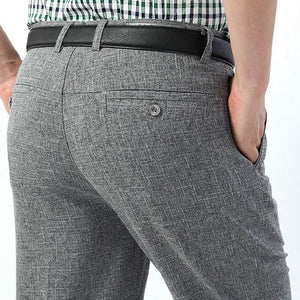 Men's Polyester Zipper Fly Closure Plain Pattern Casual Pants