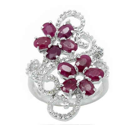 Women's 100% 925 Sterling Silver Natural Ruby Prong Setting Ring