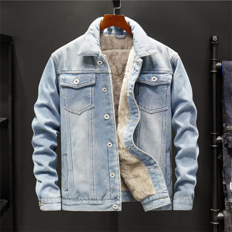 Men's Turn-Down Collar Cotton Single Breasted Closure Jacket