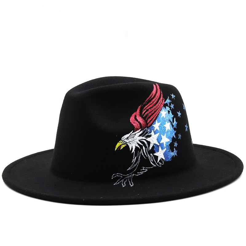 Men's Wool Painted Pattern Gentleman Casual Wear Trendy Hat