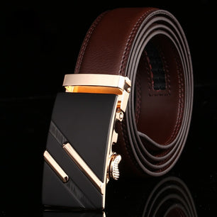 Men's Cowskin Automatic Metal Buckle Luxury Solid Strap Belt