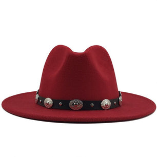 Women's Wool Rivet Ribbon Pattern Casual Wear Elegant Trendy Hat