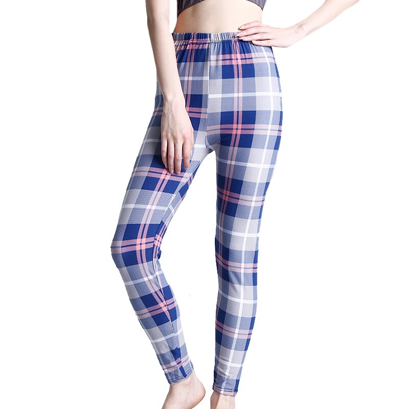 Women's Polyester High Waist Pattern Quick Dry Plaid Leggings