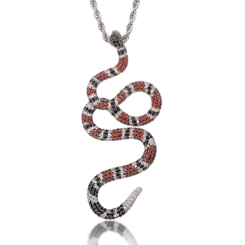 Men's Cubic Zirconia Copper Hip-Hop Trendy Snake Shape Necklaces