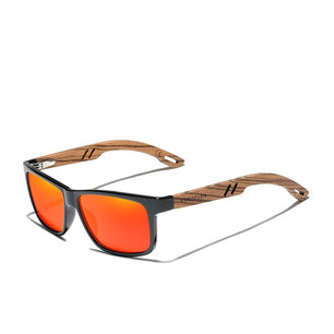 Women's Wooden Frame Polycarbonate UV400 Square Sunglasses