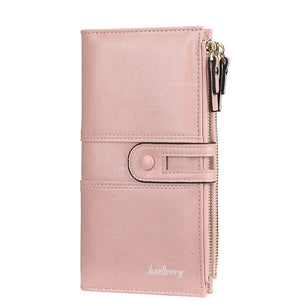 Women's Genuine Leather Multi Double Zipper Closure Wallets