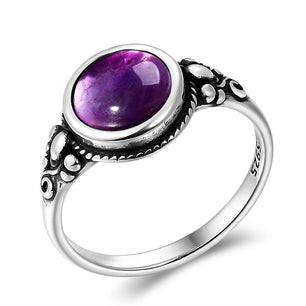 Women's 100% 925 Sterling Silver Amethyst Vintage Wedding Ring