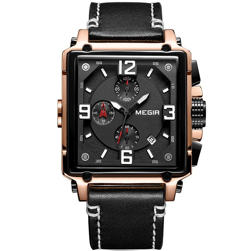 Men's Alloy Buckle Clasp Water-Resistant Quartz Square Watches