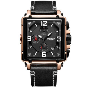 Men's Alloy Buckle Clasp Water-Resistant Quartz Square Watches