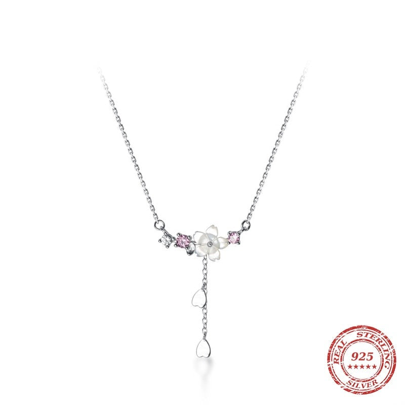 Women's 100% 925 Sterling Silver Zircon Link Chain Necklace