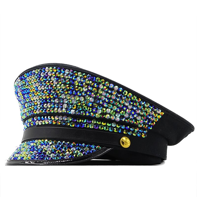 Women's Acrylic Sequin Pattern Halloween Luxury Military Hat