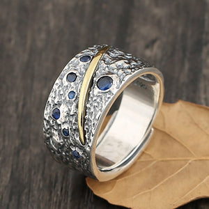 Men's 100% 925 Silver Peace Pattern Adjustable Classic Ring