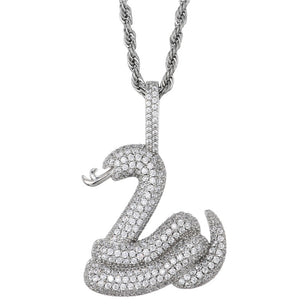 Men's Copper Cubic Zirconia Hip Hop Snake Shape Bling Necklace