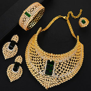 Women's Copper Cubic Zirconia Luxury Wedding Trendy Jewelry Set