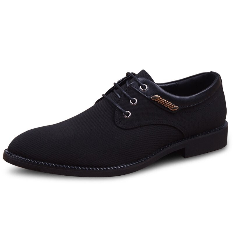 Men's Pointed Toe Lace Up Closure Solid Pattern Formal Shoes