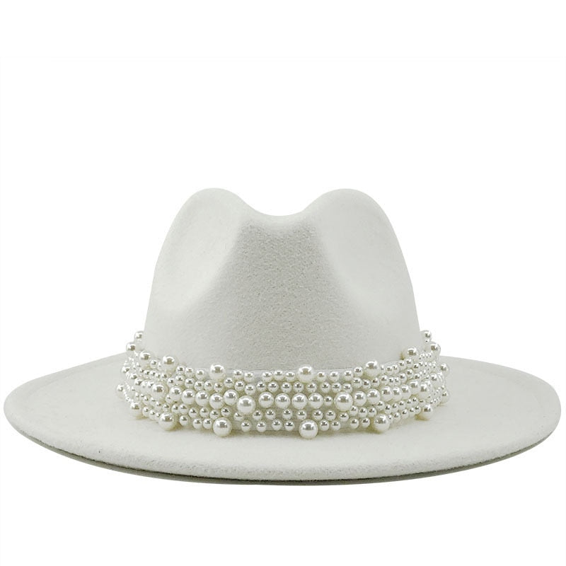 Women's Cotton Pearl Ribbon Pattern Casual Wear Party Elegant Hat