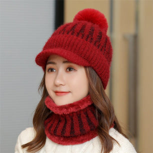 Women's Wool Thick Velvet Skullies Beanies knitted Warm Caps