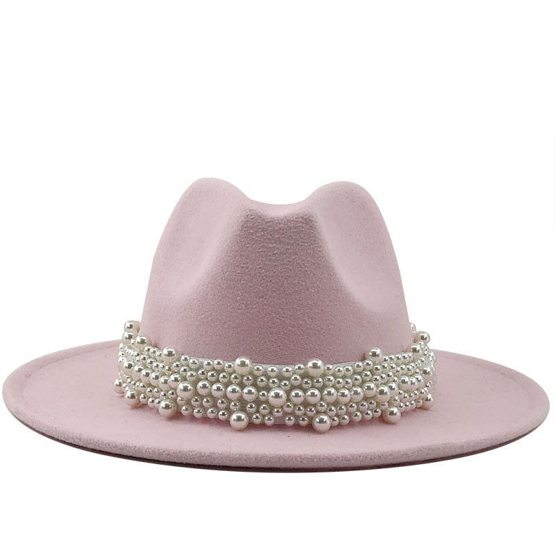 Women's Cotton Pearl Ribbon Pattern Casual Wear Party Elegant Hat