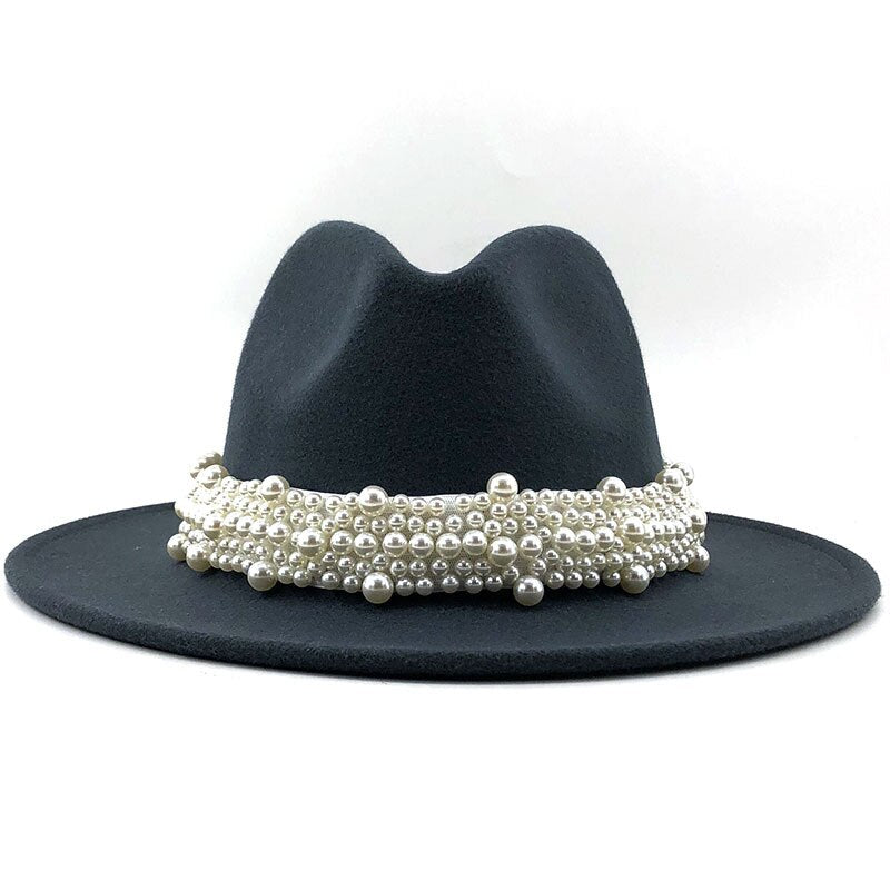 Women's Cotton Pearl Ribbon Pattern Casual Wear Party Elegant Hat