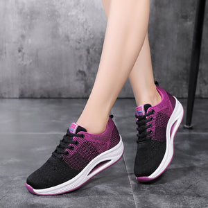 Women's Air Mesh Round Toe Lace Up Closure Elegant Sneakers