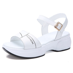 Women's Split Leather Open Toe Ankle Strap Solid Modern Sandals