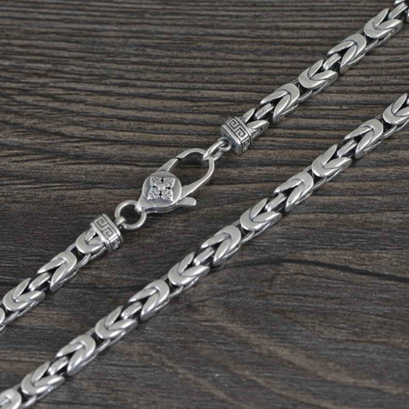 Men's 100% 925 Sterling Silver Link Chain Vintage Cross Necklace