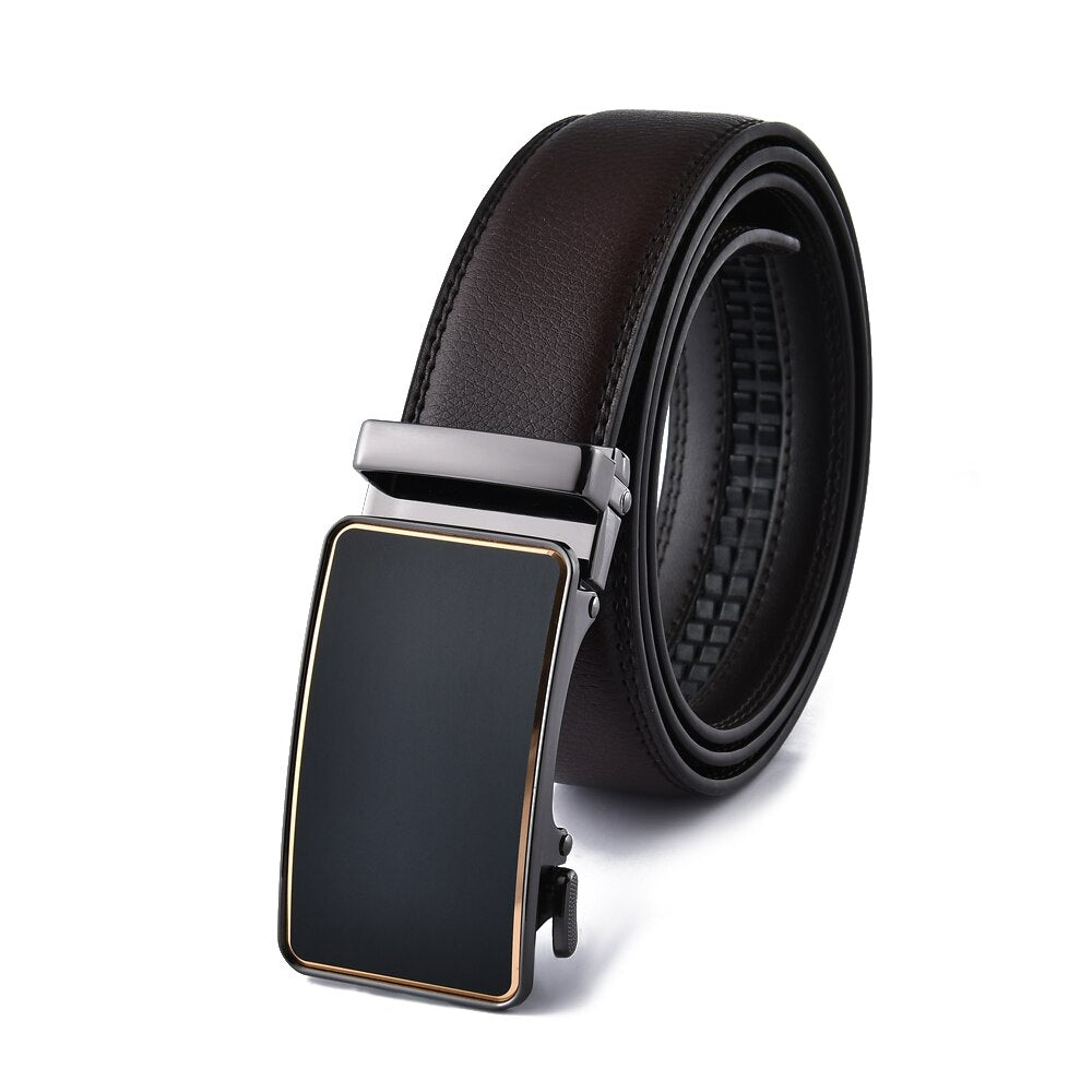 Men's Cowskin Automatic Metal Buckle Luxury Solid Pattern Belt