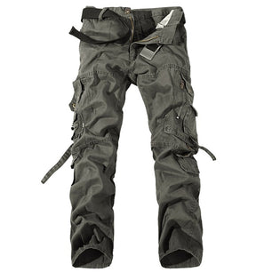 Men's Polyester Full Length Multi-Pocket Zipper Fly Casual Pants