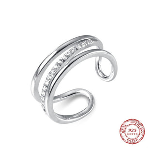 Women's 100% 925 Sterling Silver Round Pattern Adjustable Ring