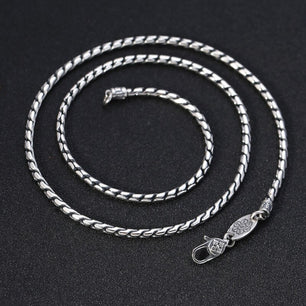 Men's 925 Sterling Silver Snake Chain Geometric Pattern Necklace