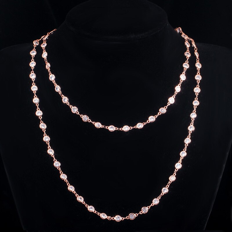 Women's 925 Sterling Silver Zirconia Style Multilayer Chain Necklace