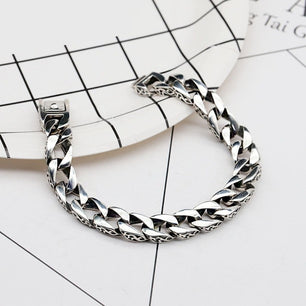 Men's 100% 925 Sterling Silver Geometric Pattern Vintage Bracelet