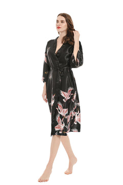 Women's Polyester Short Sleeve Printed Pattern Nightwear Robe