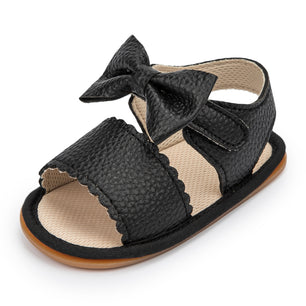 Baby Girl's PU Leather Peep Toe Anti-Slip Bowknot Crib Sandals