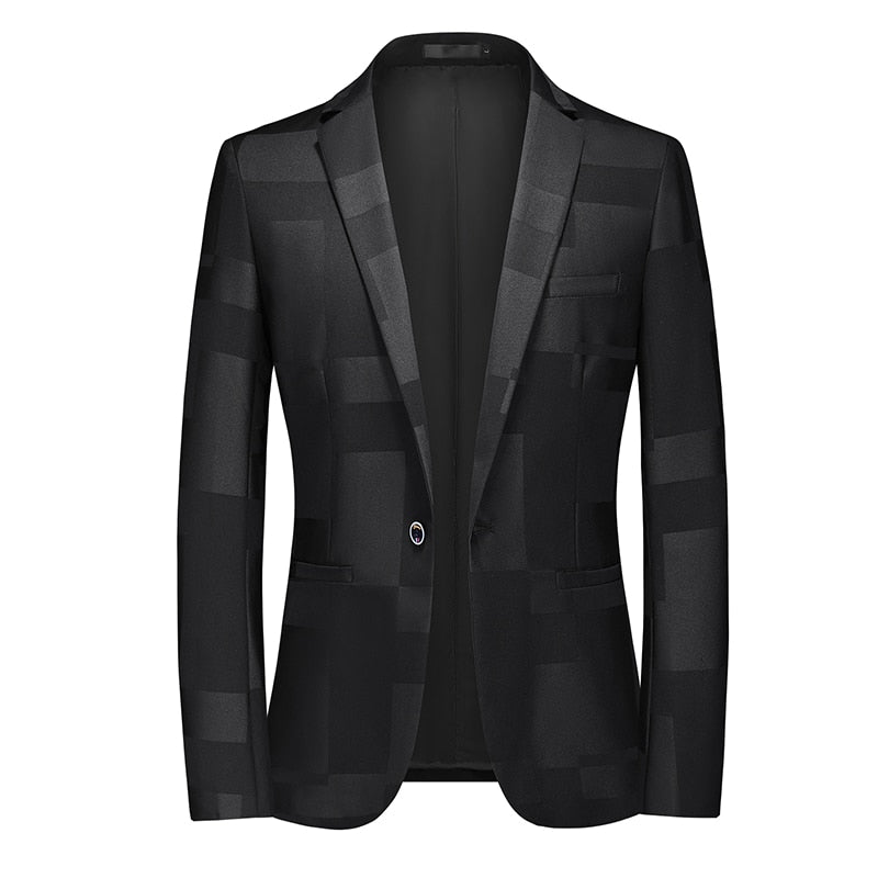 Men's Polyester Full Sleeve Single Button Closure Slim Blazers