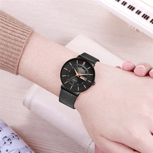 Women's Stainless Steel Hook Buckle Clasp Waterproof Quartz Watch