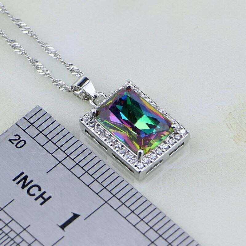 Women's 100% 925 Sterling Silver Square Zircon Trendy Jewelry Set