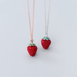 Women's 925 Sterling Silver Link Chain Fruit Pendant Necklace