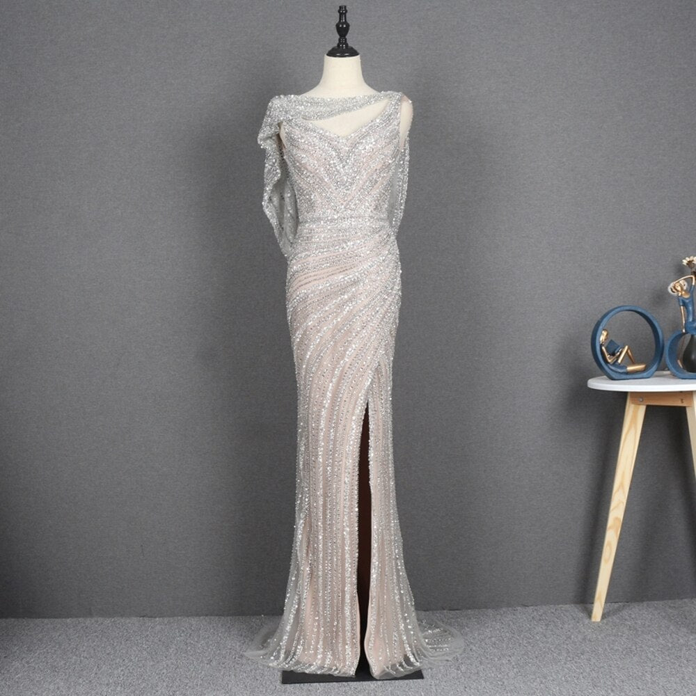 Women's V-Neck Polyester Sleeveless Beading Sparkle Maxi Dress