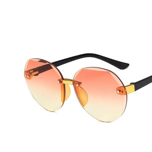 Kid's Plastic Frame Gradient Rimless Oval UV400 Shades Sunglasses