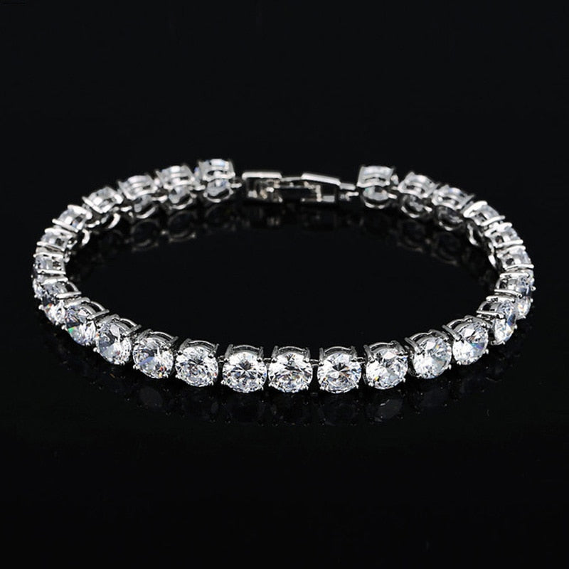 Women's Copper Crystal Link Chain Classic Round Wedding Bracelet