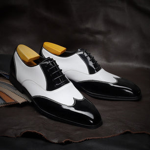 Men's Genuine Leather Pointed Toe Lace-Up Closure Formal Shoes