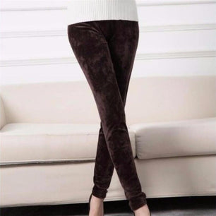 Women's Spandex High Waist Solid Pattern Thick Warm Leggings