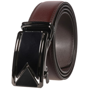 Men's Cowskin Leather Automatic Alloy Buckle Trendy Solid Pattern Belts