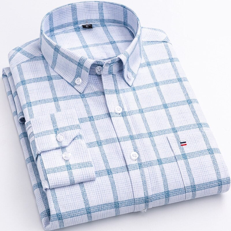 Men's Turndown Collar Single Breasted Plaid Pattern Casual Shirts