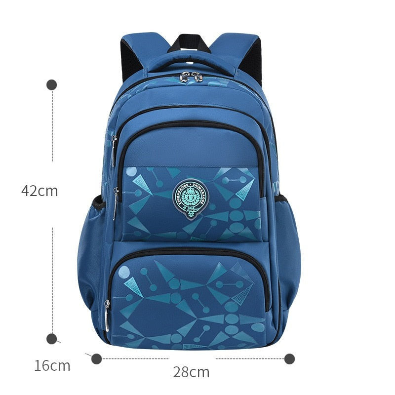 Kid's Boy Nylon Zipper Closure Waterproof Printed School Backpack